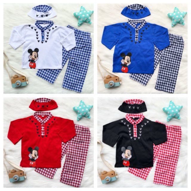 setelan koko anak baby 0-2 tahun 0-12 bulan baju muslim koko anak laki laki  fashion koko micki set