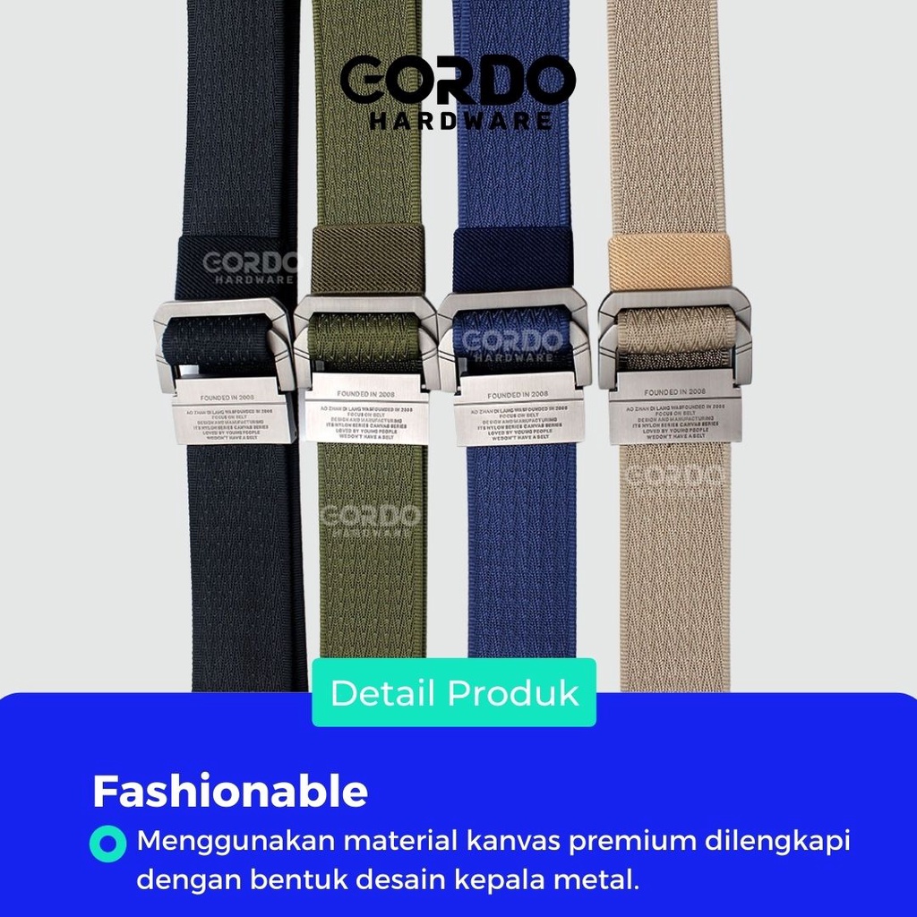 Ikat Pinggang Pria / Tali Ikat Pinggang Pria / Sabuk Gesper Pria Kanvas / Buckle Belt Military Canvas Tactical - Hitam