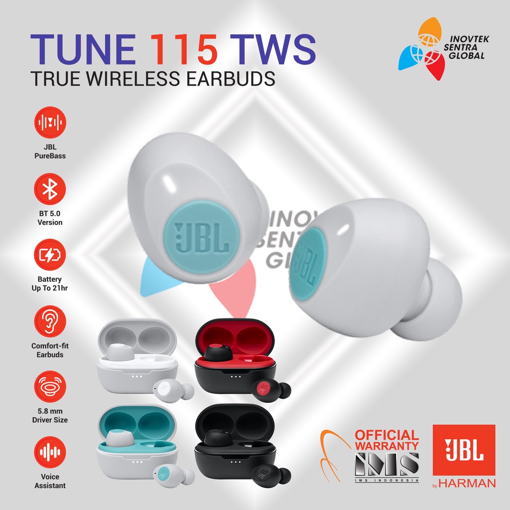 JBL Tune 115 TWS Bluetooth Earbuds Headphone - Garansi Resmi IMS