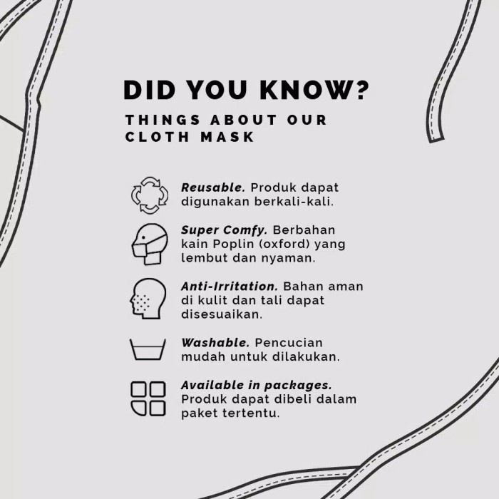 Masker Kain Knit Non Medis - Footstep Footwear Mask Wings Black Grey