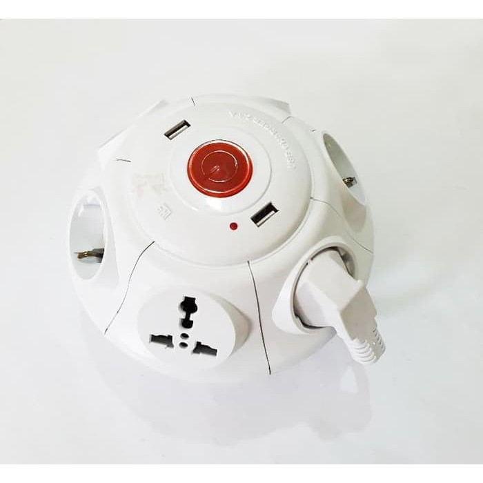Unik Kabel Roll UFO   colokan listrik multi socket 6 lubang   2 usb charger Murah