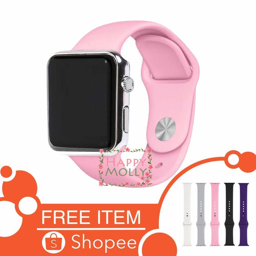 LED Watch [ Baby Pink Silver ] Jam Tangan Digital Pria &amp; Wanita - Strap Rubber - FREE STRAP