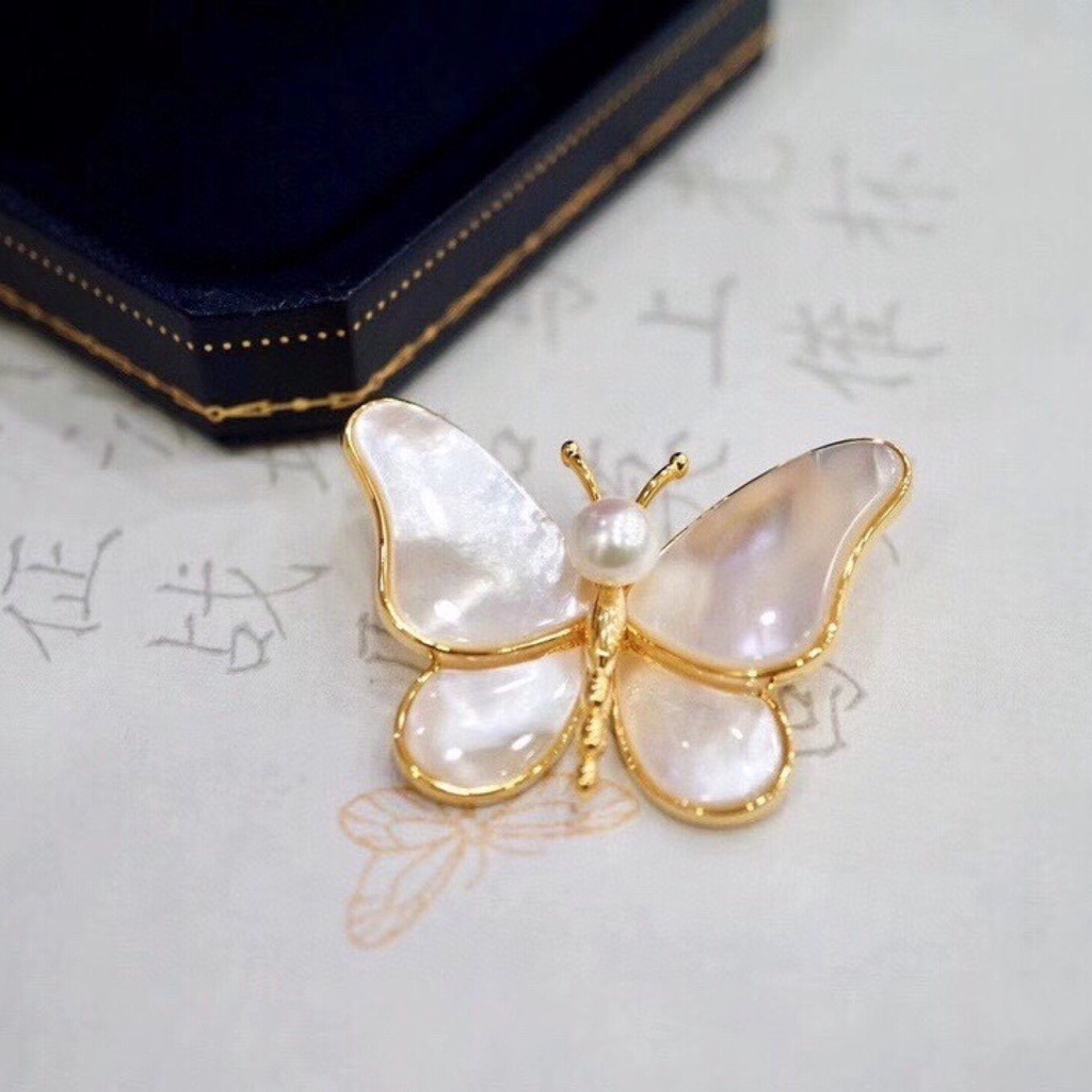 [ Women Pearl Butterfly Brooches  Kawaii Brooch Pins Fashion Alloy Brooch Lapel Hat Collar Jewelry ]