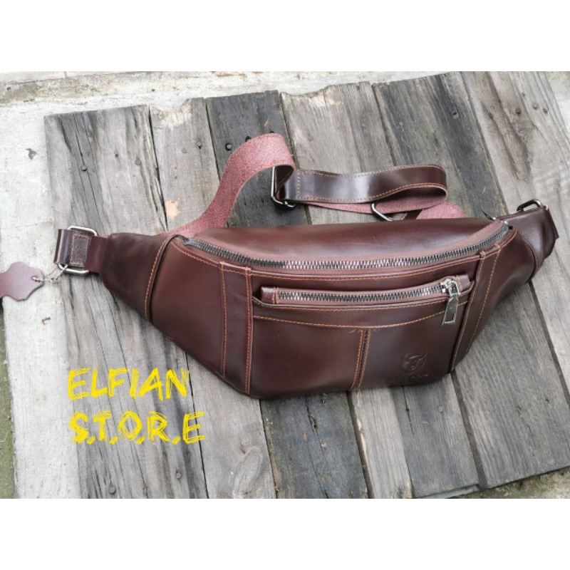 [ELFIAN] Tas Selempang Kulit Asli Pria Bulls Premium
