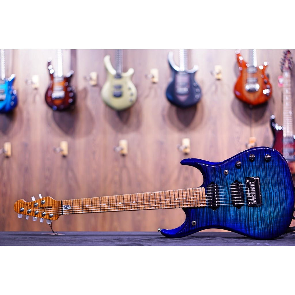 Musicman JP15 7-String - Cerulean Paradise Flame - Roasted Maple F94627