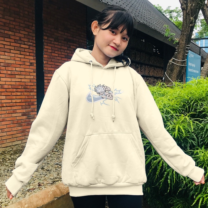 Hoodie Killua Lightning Cream Embroidery Character Anime Manga Hunter X Hunter HXH Premium Unisex