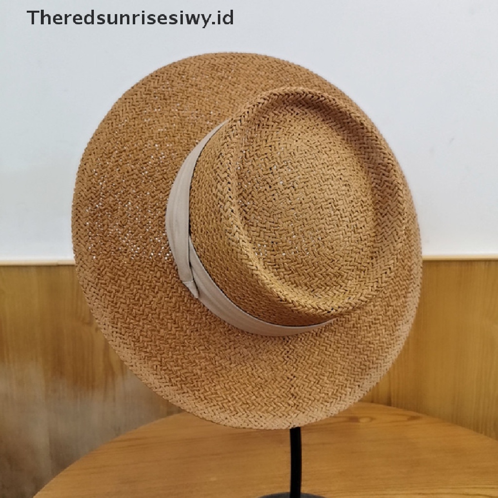 Topi Pantai Pelindung Matahari Bahan Jerami Untuk Pria