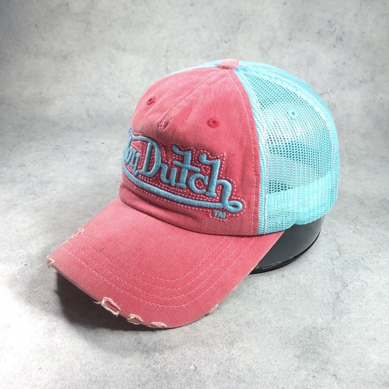 Von Dutch - Ripped Trucker Hat Pink / Light Blue