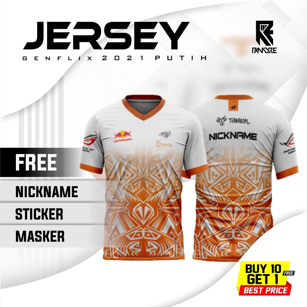 JERSEY GENFLIX AEROWOLF  PUTIH 2021 / FREE NICKNAME