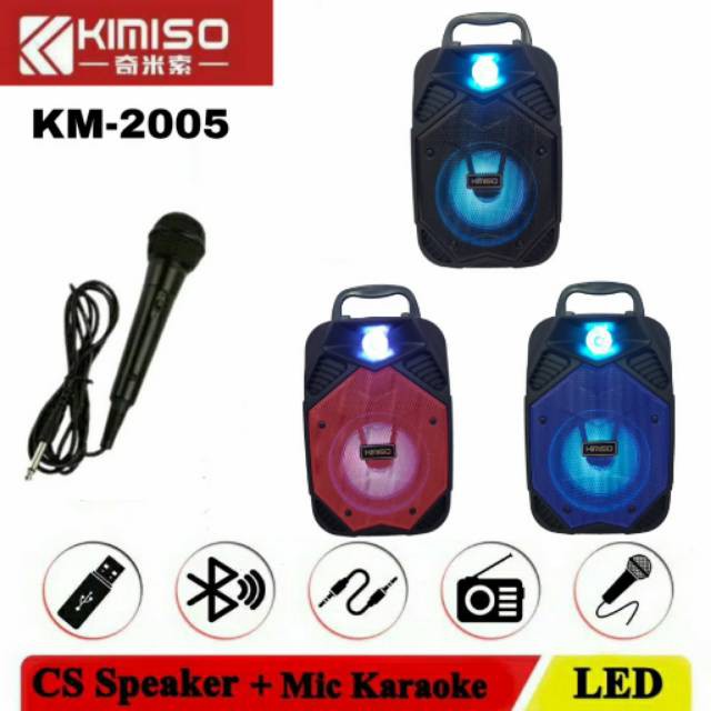 Speaker Bluetooh KIMISO Karaoke 4Inch Lampu LED  + Mic KIMISO Speaker Super Bass Speaker Aktif BASS