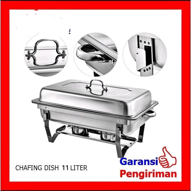 Chafing dish 1 sekat,2 sekat 11 Liter / tempat pemanas makanan, Sayur , tempat prasmanan ,wadah saji