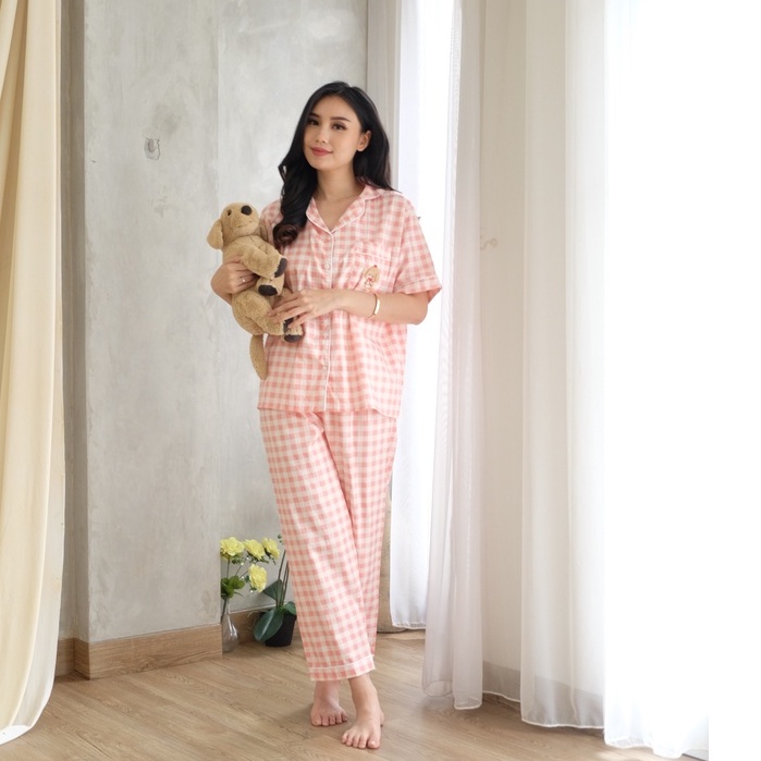 Bordir Pajamas - Atasan Celana Baju Tidur Setelan Wanita