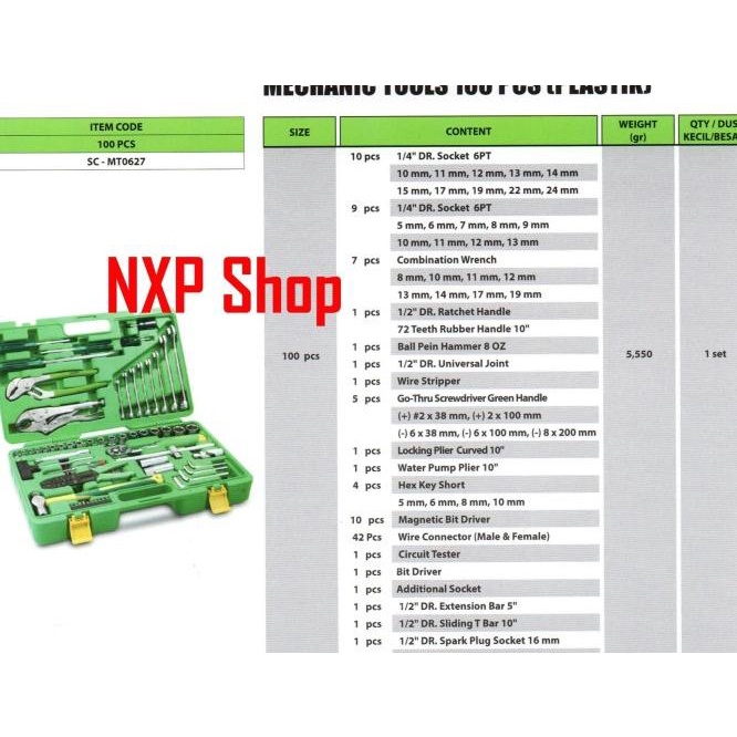 Mechanic Tools 100 Pcs Box Plastic Tekiro / Tool Set Tekiro