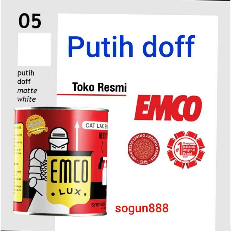 Emco Putih Doff 1 kg. Emcolux white mat. Emco cat kayu dan besi.