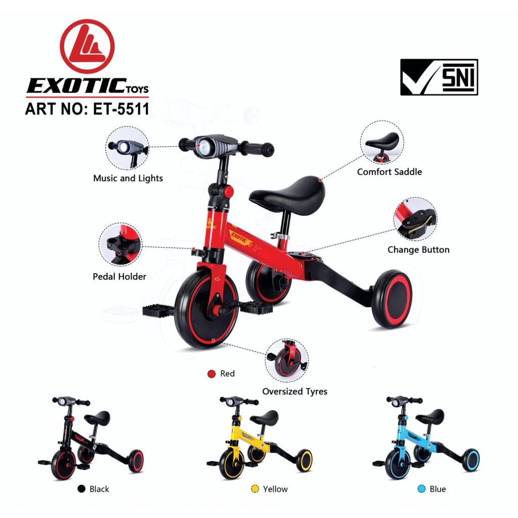 Balance Bike Sepeda Roda 3 Tiga Tricycle Push 3in1 Anak Exotic PMB 20-5, PMB 20-9, ET 5511, ET 5512, ET 709, ET 2008, ET 2011, ET 2103, Gyro 717 MT, Aviator AT 7905, Aviator AT 7901