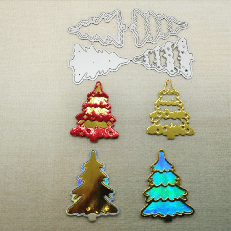 Cetakan Stensil Cutting Dies Motif Pohon Natal Bahan Metal Untuk Scrapbook Craft DIY