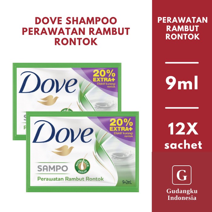 DOVE SHAMPOO PERAWATAN RAMBUT RONTOK hijau 9 ml 1 renceng 12 sachet