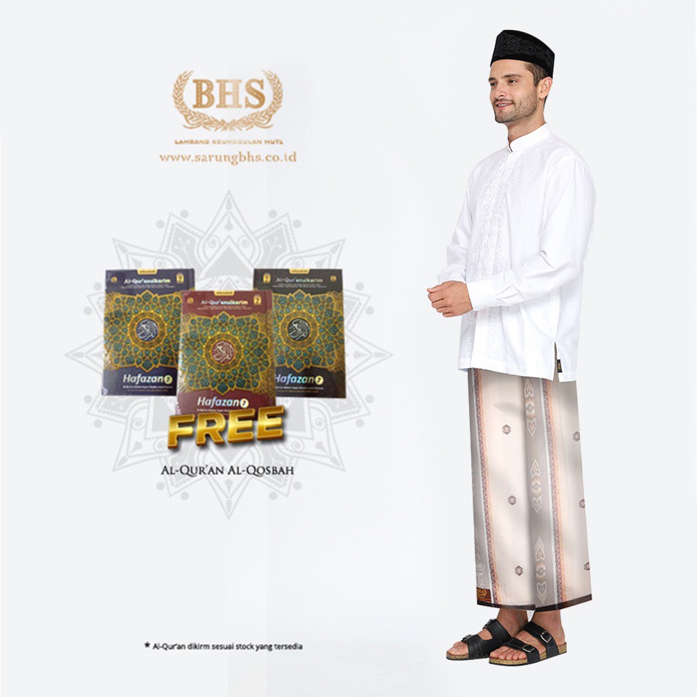 Sarung BHS Royal Gold Motif Jacquard Songket Ikat Warna Putih Silver