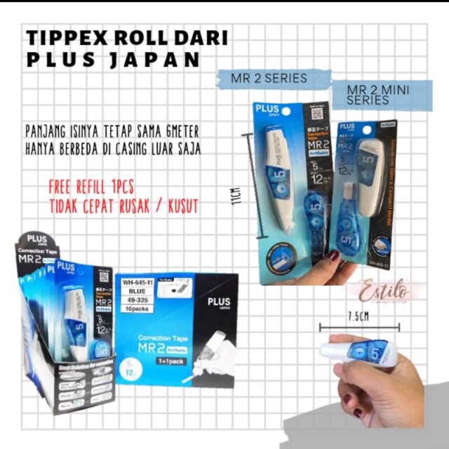 

correction tape tipex roll merek plus japan mr 2 mini plus refil