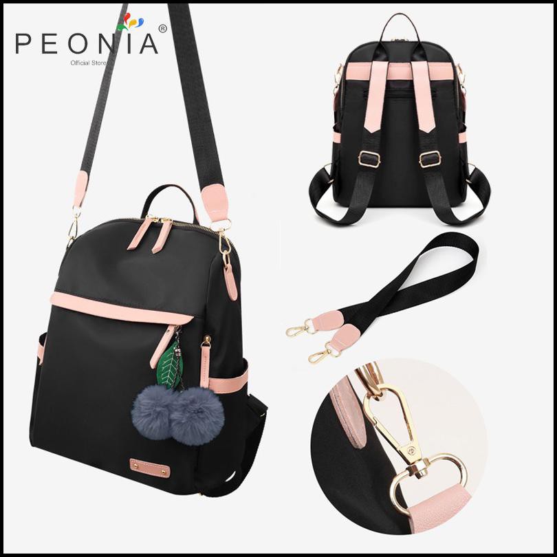 Backpack Multifungsi Peonia Tas Ransel Wanita Import Kantor Kerja Sekolah Kuliah Korea Selempang