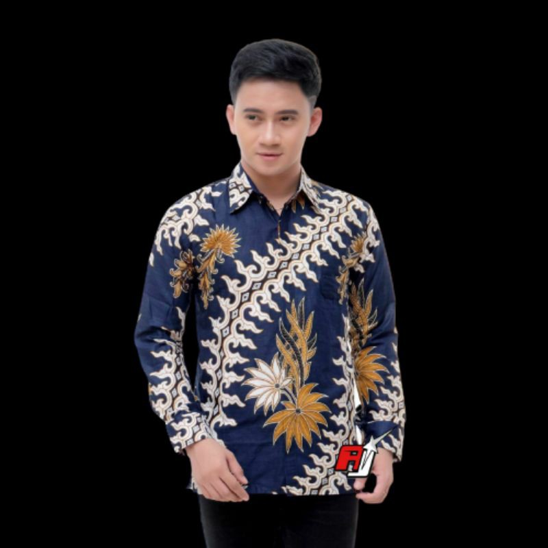 Batik Pria Lengan Panjang BATIK BERKAH HRB026 motif KERATONAN Kode 002 size M L XL XXL Reguler