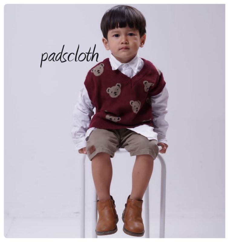 Vest Bear Anak Rajut Halus Tebal 3-5th / vest rajut anak UNISEX realpict