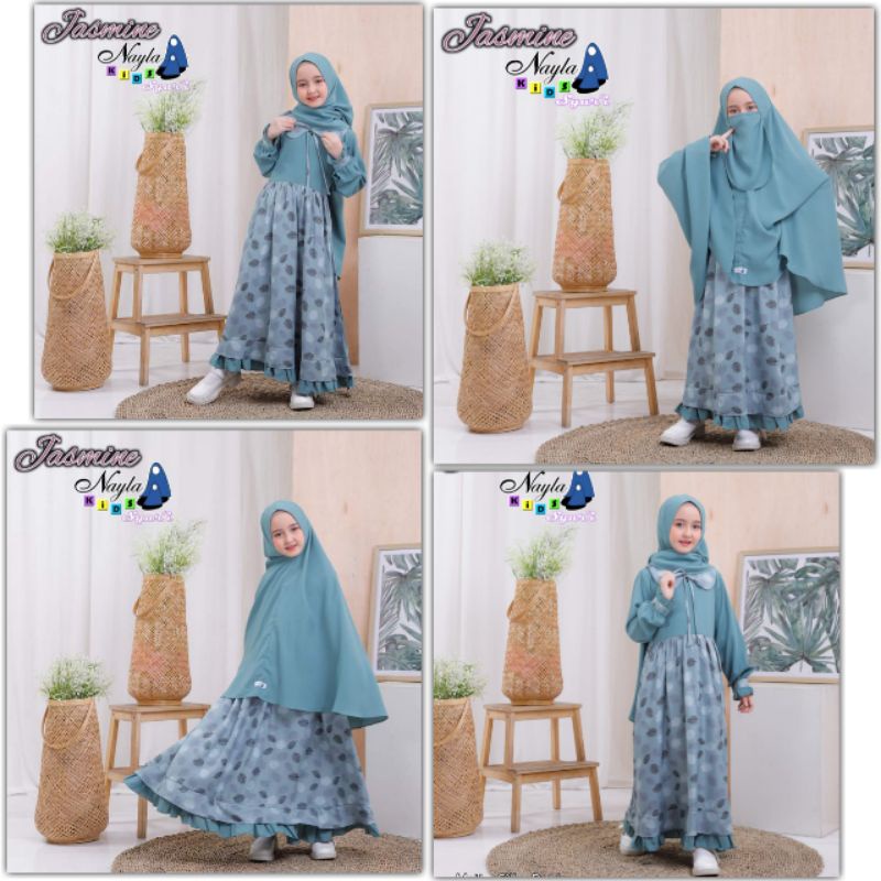 [COD] JASMINE NAYLA KIDS SIZE XS-XXL (1-11th) GAMIS ANAK PEREMPUAN CADAR TALI
