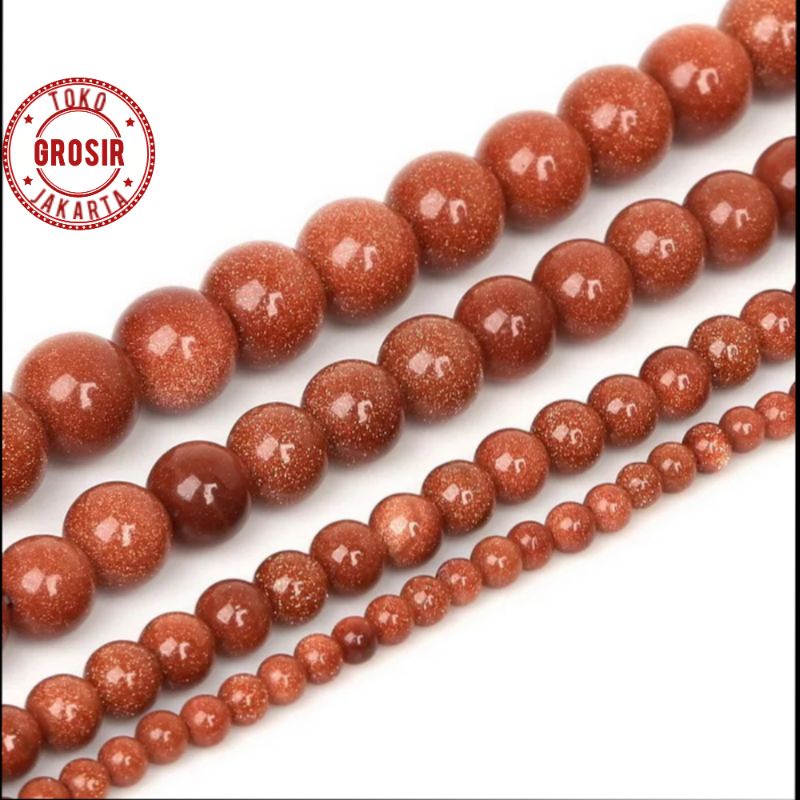 Bahan Craft Batu Alam Pasir Emas 6Mm 8Mm 10Mm