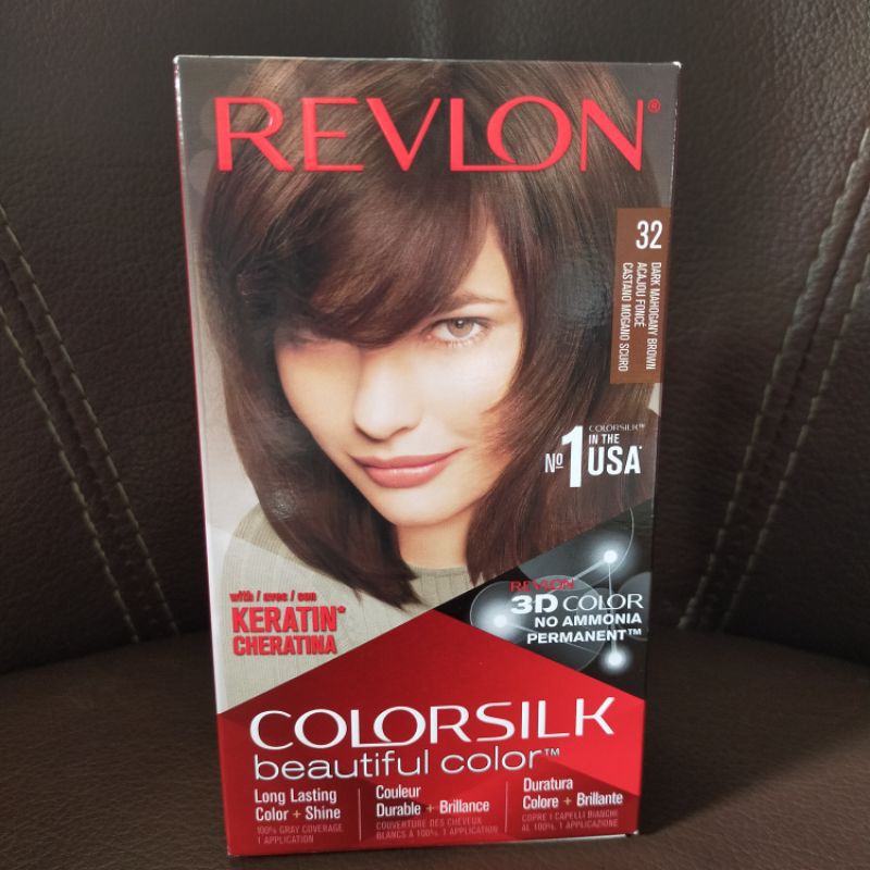 REVLON COLORSILK COLOR SILK 32 DARK MAHOGANY BROWN  CAT PEWARNA RAMBUT