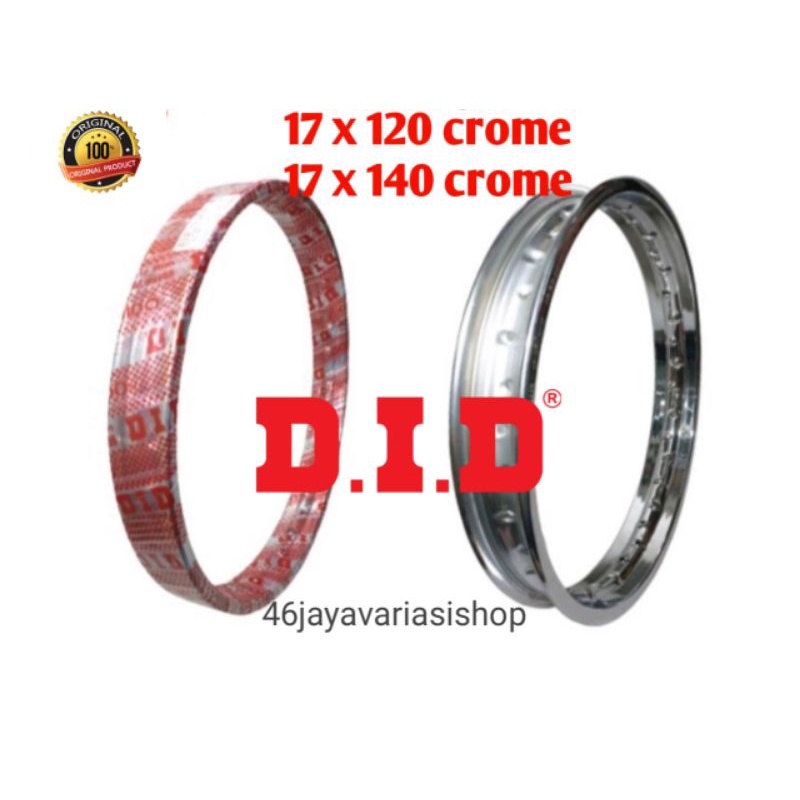 VELG PELAK PELEK RIM DID RING 17 X 120 /140 /160 CROME ASLI DID