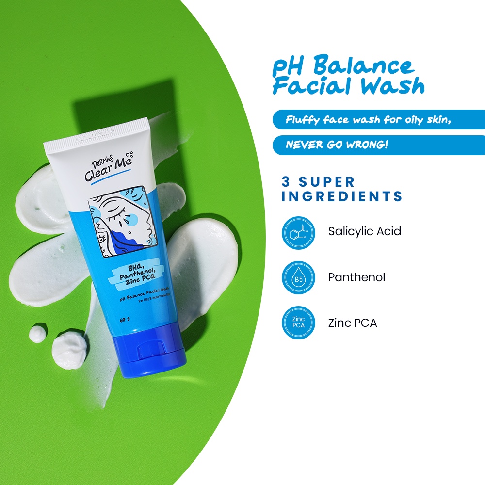 Dermies Clear Me Facial Wash PH Balance 60gr - Sabun Pembersih Wajah berjerawat