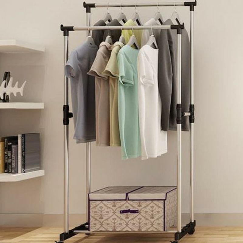 JEMURAN DOUBLE RODA / POLE ALAT JEMURAN BAJU HANDUK DOBEL