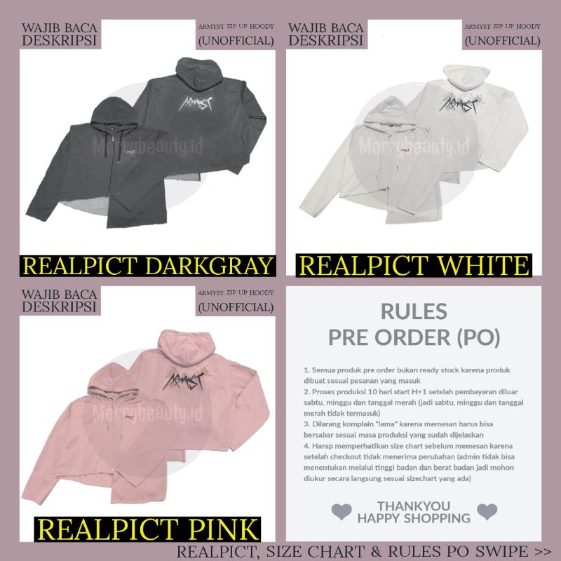 [PO 10 HARI] Hoodie Jungkook ARMYST ZIP UP HOODY