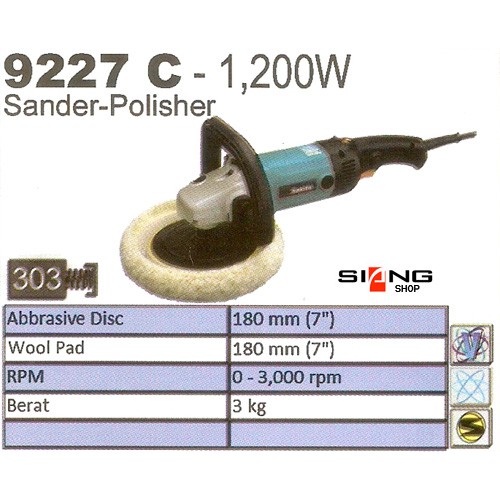 Makita 9227 C / 9227C Mesin Poles 7&quot;