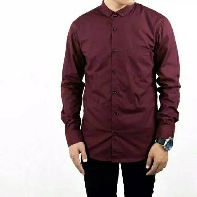 Kemeja lengan panjang polos formal bahan poplin 40s kahatex