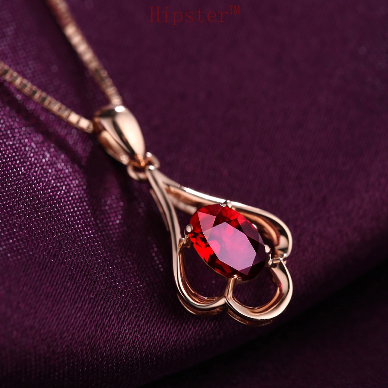 New Colored Gems Pendant Vintage Temperament Rose Gold Necklace