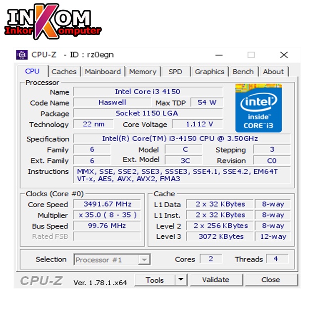 Processor Intel i3 4150 + Fan