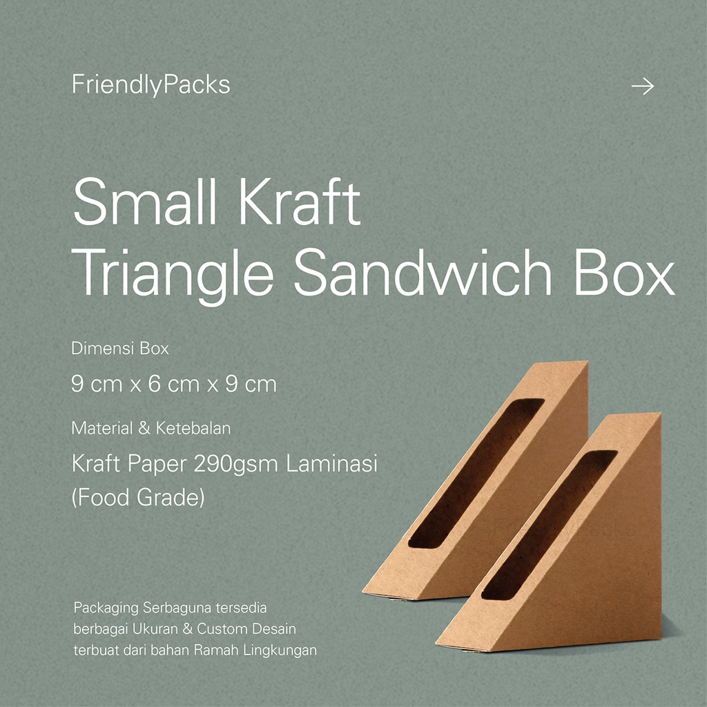 Triangle Sandwich Box Packaging Kraft / Kotak Kemasan Sandwich / Dus Roti