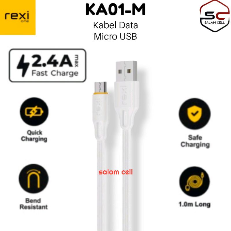 Kabel Data Micro Usb Rexi KA01-M 2,4A 5V Original Garansi Resmi