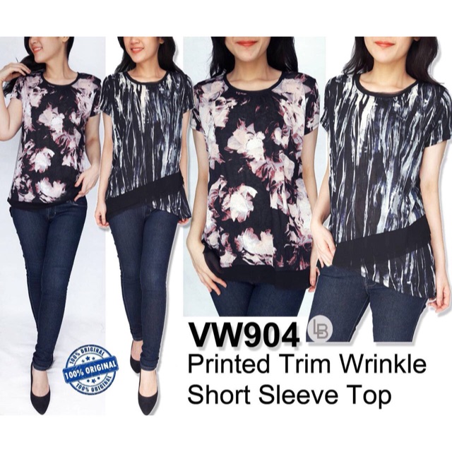 B624 Vera Wang Printed Trim blouse