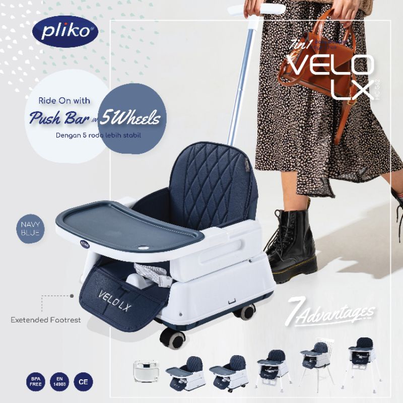 High Chair Pliko 7in1 Velo DX HC-566/ VELO LX HC-562 / Velo CX HC-565 / Velo LX 6in1 HC 560 /Kursi Makan Bayi