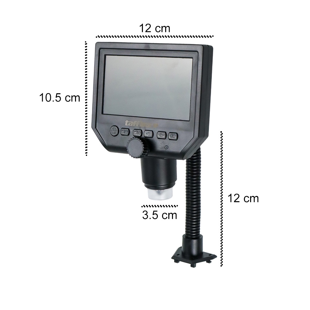 Taffware Mikroskop Digital 3.6MP 600X dengan Monitor &amp; Fleksibel Stand - G600 - Black