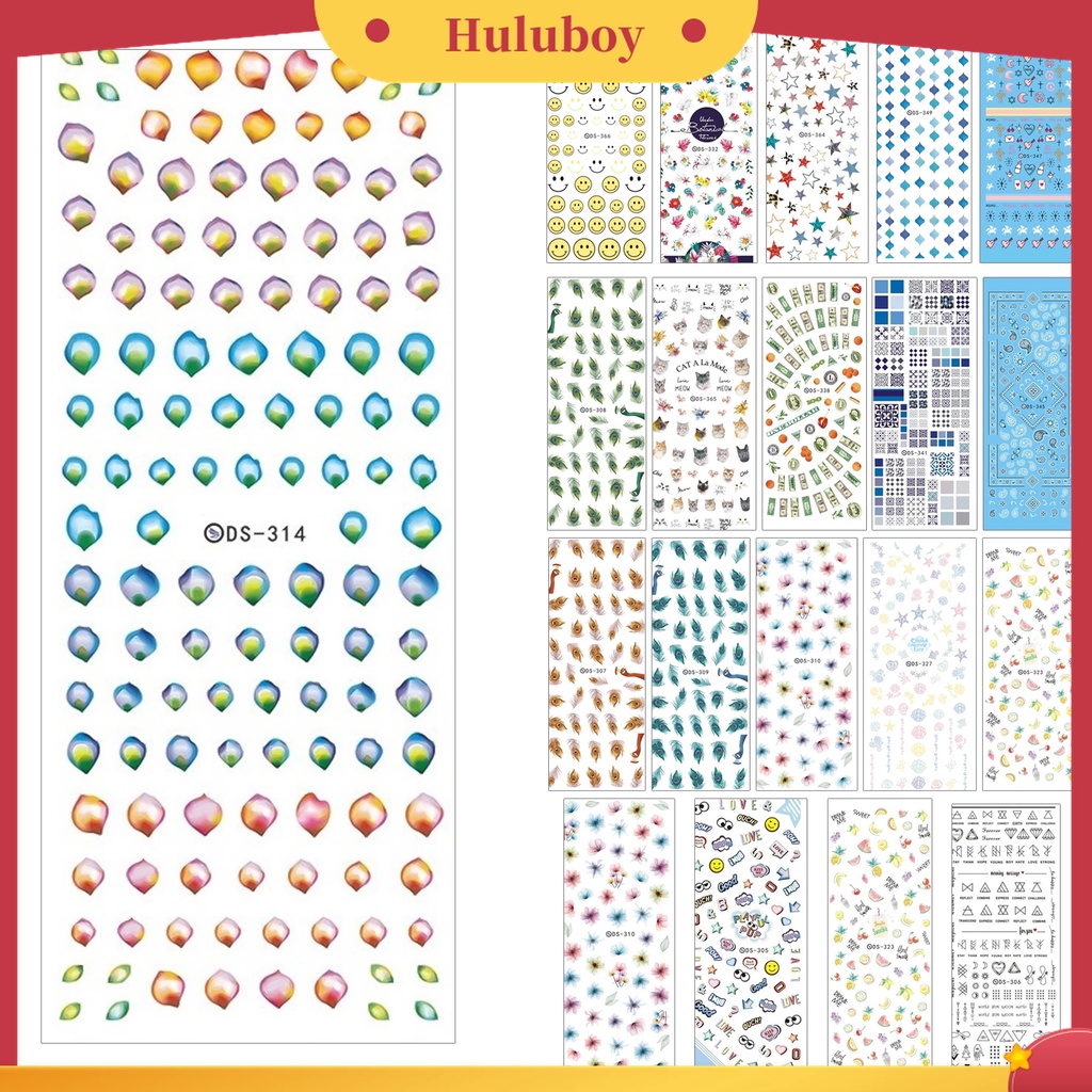 Huluboy Huluboy♡ 1 Lembar Stiker Decal Transfer Air Motif Bunga Untuk Manicure DIY