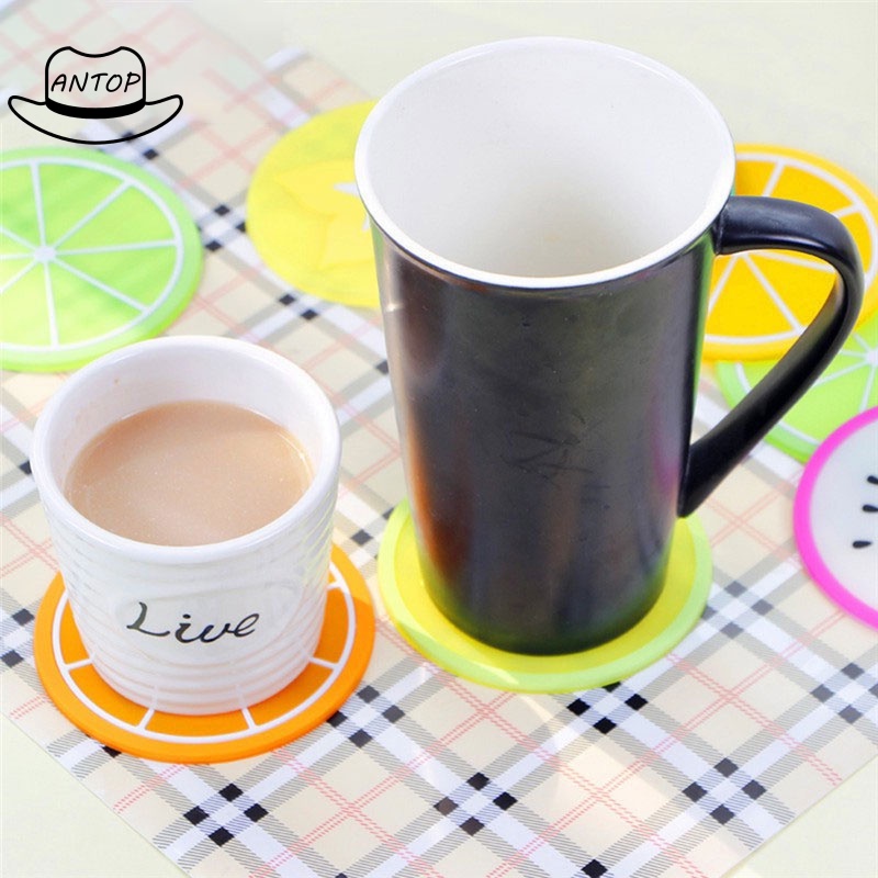 Fruit Shape Silica Gel Cup Glass Mat Tatakan Gelas Cangkir Motif Buah ANTOP