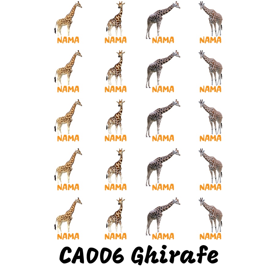 

Sticker Nama Cutting Label Waterproof Tahan Air Ghirafe A (CA006)