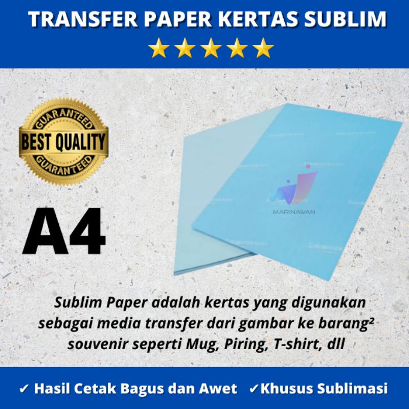 

Kertas Sublim A4 / Sublimation Paper uk A4 100gsm isi 100 lembar/pack