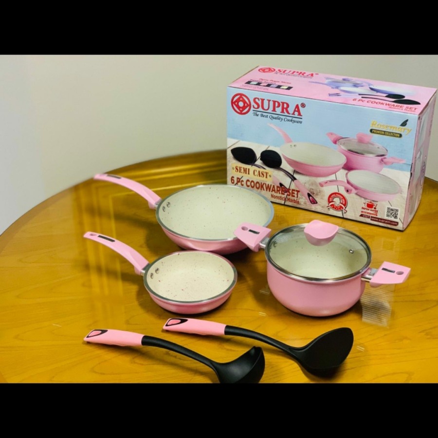 Panci Set Supra 6 Pcs Cookware Set White Marble