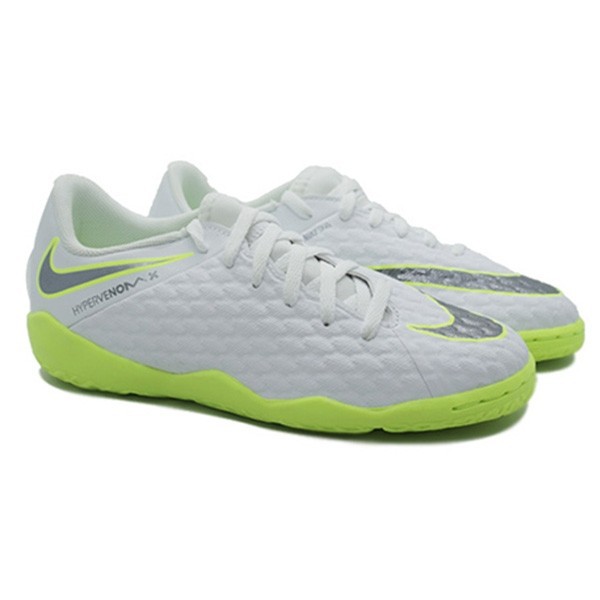 Sepatu Futsal Nike HyperVenom PhantomX 3 Academy IC - White/Grey/Volt