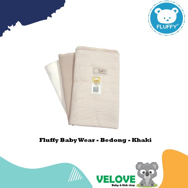 Fluffy Baby Wear Bedong - khaki - salur - warna