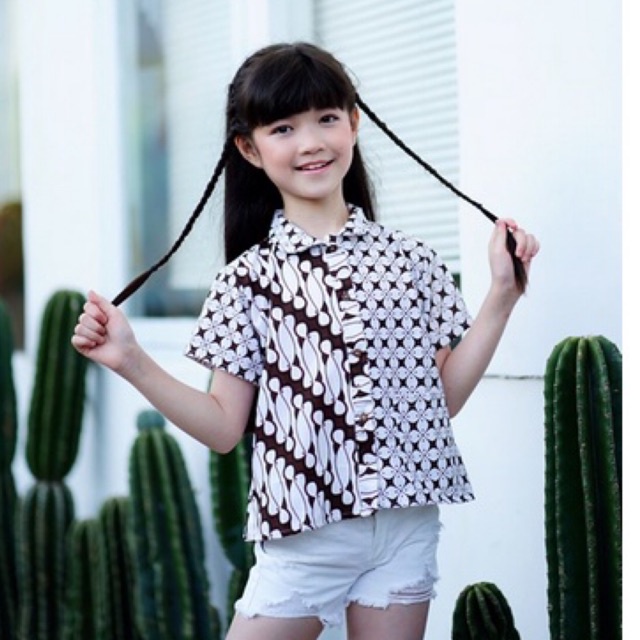 Kemeja Batik Anak Perempuan Atasan Batik Anak Sekolah Blus Batik Anak Mix sopal ber Furing kombinasi